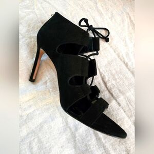 Delman Caged Suede Heels